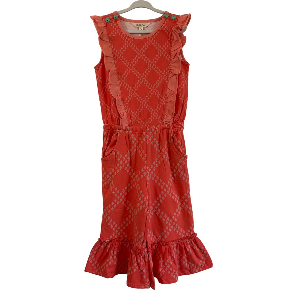Matilda Jane Girls Dream Chasers Day of Fun Orange Ruffle Romper size 6 cotton